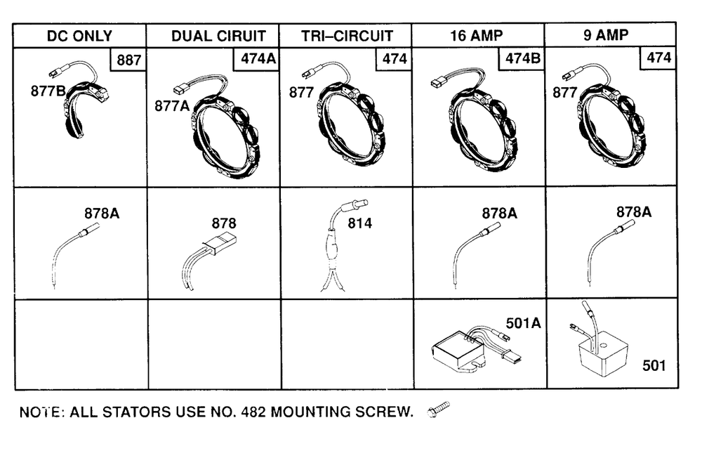 Alternator Chart Diagram and Parts List for 260772-0023-XX  Briggs and Stratton Engine